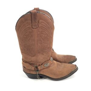 $250 Masterson Harness Leather J Toe Western Cowgirl Boots 7 Womens Brown Cowboy